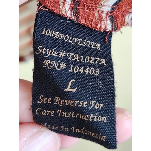 Mine ‎ women's Rust Orange White Sheer Geometric Top TANK Top Sleeveless size L - Picture 4 of 8